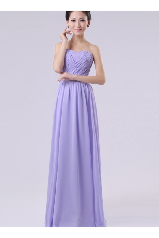 A-Line Strapless Long Purple Chiffon Bridesmaid Dresses/Evening Dresses BD010602