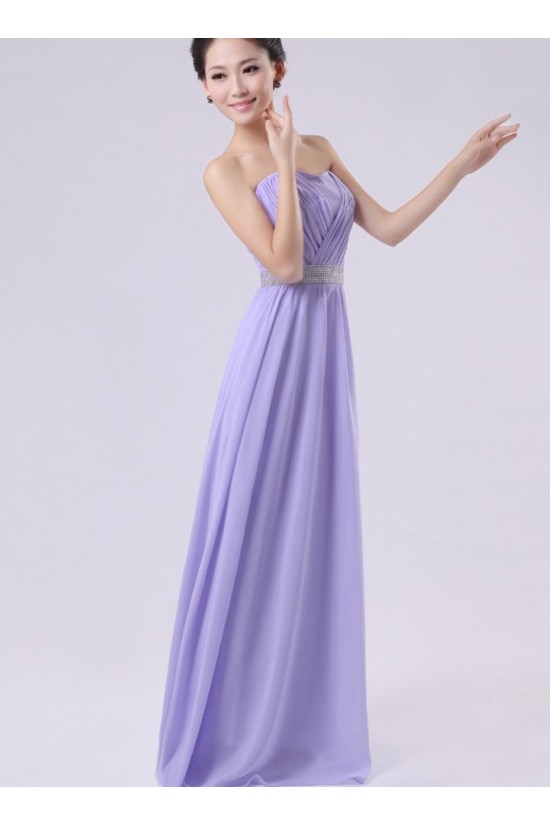 A-Line Strapless Long Purple Chiffon Bridesmaid Dresses/Evening Dresses BD010602