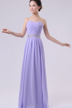 A-Line Strapless Long Purple Chiffon Bridesmaid Dresses/Evening Dresses BD010602