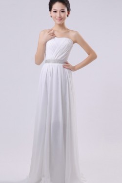 A-Line Strapless Long Blue Chiffon Bridesmaid Dresses/Evening Dresses BD010603