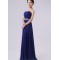 A-Line Strapless Long Blue Chiffon Bridesmaid Dresses/Evening Dresses BD010603