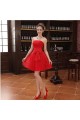 A-Line Strapless Short Red Tulle and Lace Bridesmaid Dresses/Evening Dresses BD010604 A-Line Strapless Short Red Tulle and Lace Bridesmaid Dresses/Evening Dresses BD010604