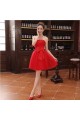 A-Line Strapless Short Red Tulle and Lace Bridesmaid Dresses/Evening Dresses BD010604