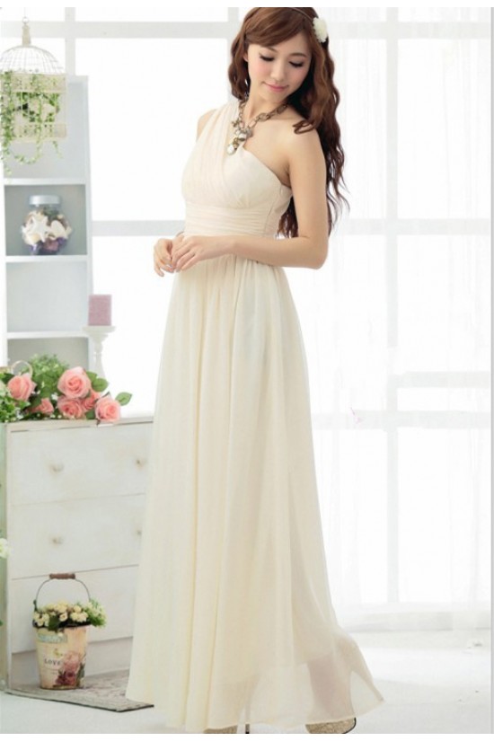 A-Line One-Shoulder Long Chiffon Bridesmaid Dresses/Evening Dresses BD010606