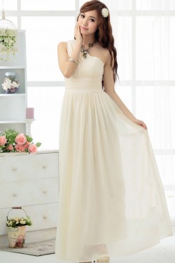 A-Line One-Shoulder Long Chiffon Bridesmaid Dresses/Evening Dresses BD010606
