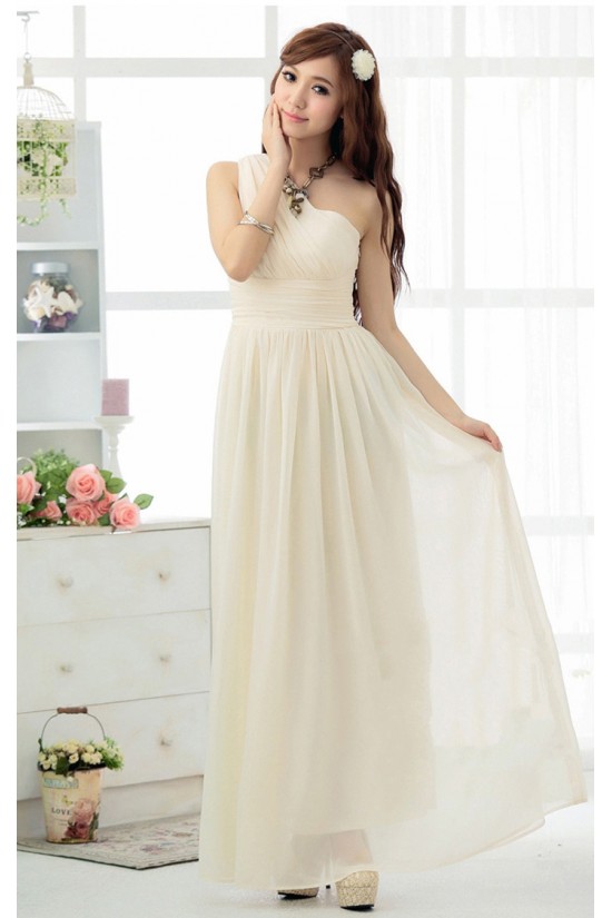 A-Line One-Shoulder Long Chiffon Bridesmaid Dresses/Evening Dresses BD010606