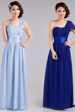 A-Line One-Shoulder Long Chiffon Bridesmaid Dresses/Evening Dresses BD010607