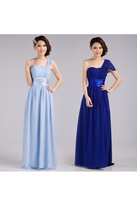A-Line One-Shoulder Long Chiffon Bridesmaid Dresses/Evening Dresses BD010607