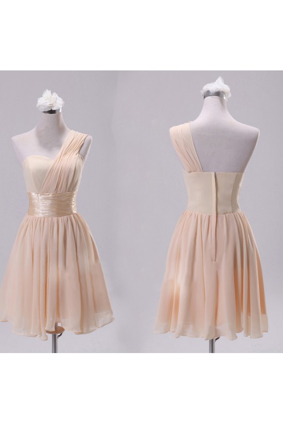 A-Line One-Shoulder Short Chiffon Bridesmaid Dresses/Evening Dresses BD010608