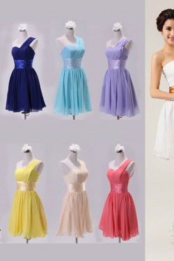 A-Line One-Shoulder Short Chiffon Bridesmaid Dresses/Evening Dresses BD010608