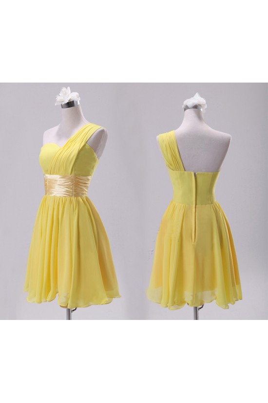 A-Line One-Shoulder Short Chiffon Bridesmaid Dresses/Evening Dresses BD010608