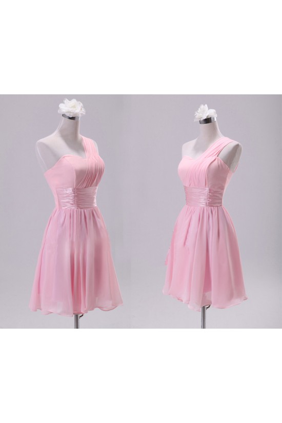 A-Line One-Shoulder Short Chiffon Bridesmaid Dresses/Evening Dresses BD010608