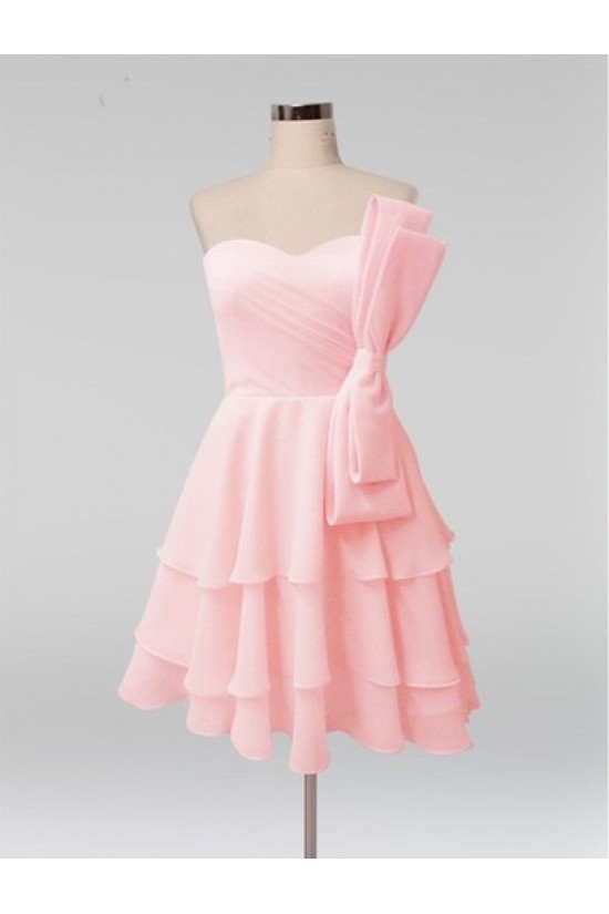 A-Line Short Pink Bridesmaid Dresses/Evening Dresses BD010609