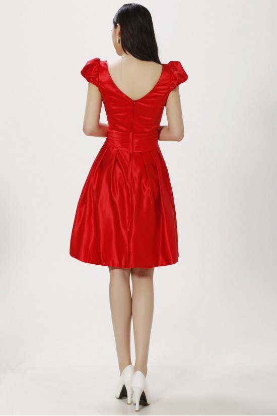 A-Line Short Red Satin Bridesmaid Dresses/Evening Dresses BD010611 A-Line Short Red Satin Bridesmaid Dresses/Evening Dresses BD010611