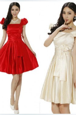 A-Line Short Satin Bridesmaid Dresses/Evening Dresses BD010612