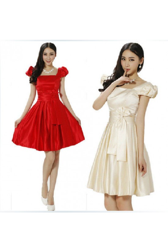 A-Line Short Satin Bridesmaid Dresses/Evening Dresses BD010612