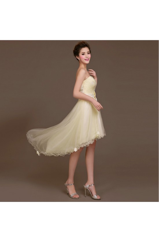 High Low Strapless Tulle Bridesmaid Dresses/Evening Dresses BD010615