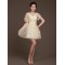A-Line Short Sleeve V-Neck Tulle Bridesmaid Dresses/Evening Dresses BD010616