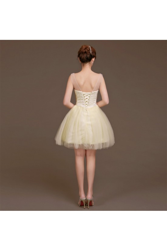 A-Line Beaded Tulle Short Bridesmaid Dresses/Evening Dresses BD010618 A-Line Beaded Tulle Short Bridesmaid Dresses/Evening Dresses BD010618