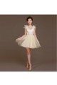 A-Line Beaded Tulle Short V-Neck Bridesmaid Dresses/Evening Dresses BD010619