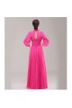 A-Line High Neck Long Sleeve Pink Chiffon Bridesmaid Dresses/Evening Dresses BD010622