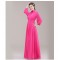 A-Line High Neck Long Sleeve Pink Chiffon Bridesmaid Dresses/Evening Dresses BD010622