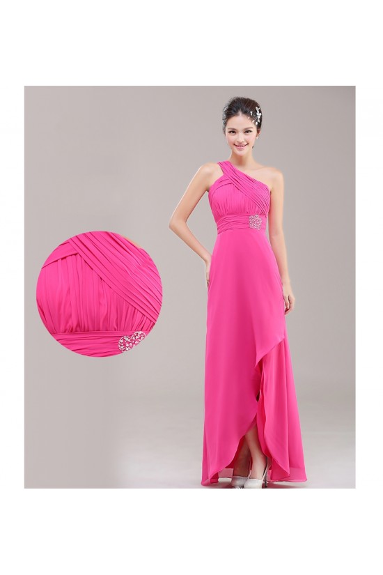 A-Line One-Shoulder Beaded Pink Chiffon Bridesmaid Dresses/Evening Dresses BD010623 A-Line One-Shoulder Beaded Pink Chiffon Bridesmaid Dresses/Evening Dresses BD010623