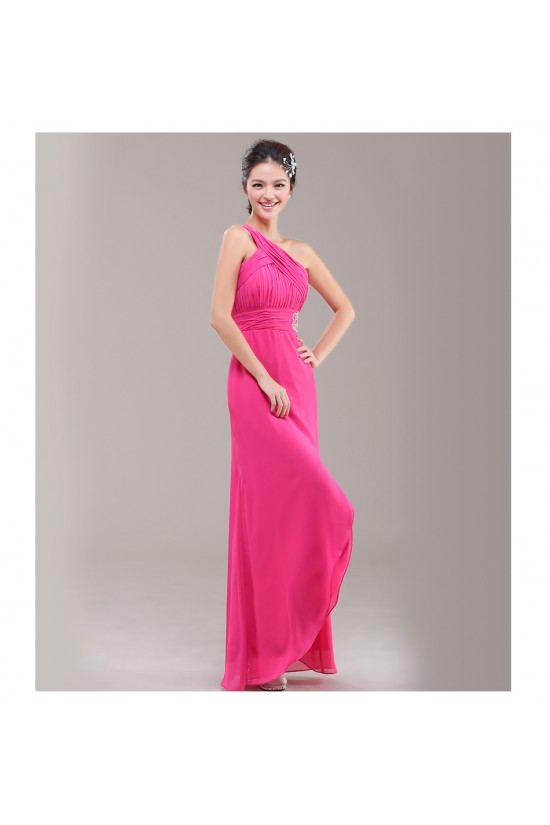 A-Line One-Shoulder Beaded Pink Chiffon Bridesmaid Dresses/Evening Dresses BD010623 A-Line One-Shoulder Beaded Pink Chiffon Bridesmaid Dresses/Evening Dresses BD010623
