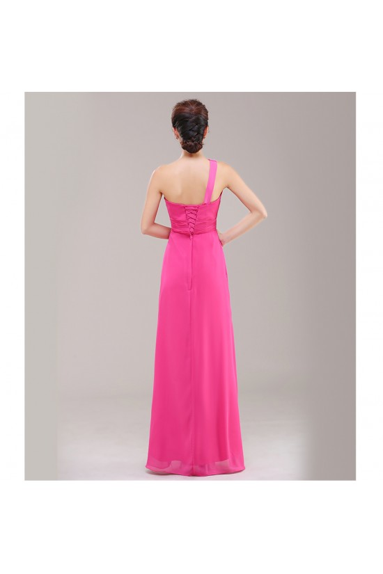 A-Line One-Shoulder Beaded Pink Chiffon Bridesmaid Dresses/Evening Dresses BD010623 A-Line One-Shoulder Beaded Pink Chiffon Bridesmaid Dresses/Evening Dresses BD010623