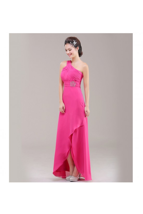 A-Line One-Shoulder Beaded Pink Chiffon Bridesmaid Dresses/Evening Dresses BD010623 A-Line One-Shoulder Beaded Pink Chiffon Bridesmaid Dresses/Evening Dresses BD010623