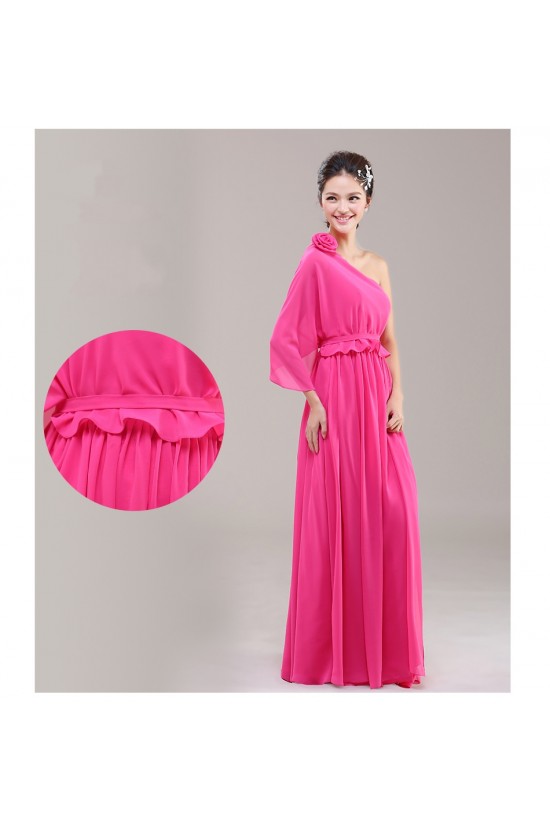 A-Line One-Shoulder Pink Chiffon Bridesmaid Dresses/Evening Dresses BD010624 A-Line One-Shoulder Pink Chiffon Bridesmaid Dresses/Evening Dresses BD010624