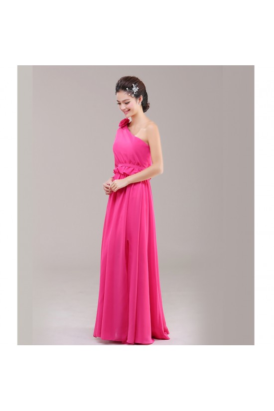 A-Line One-Shoulder Pink Chiffon Bridesmaid Dresses/Evening Dresses BD010624 A-Line One-Shoulder Pink Chiffon Bridesmaid Dresses/Evening Dresses BD010624
