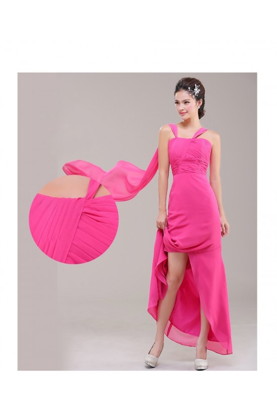 A-Line Pink Long Chiffon Bridesmaid Dresses/Evening Dresses BD010625