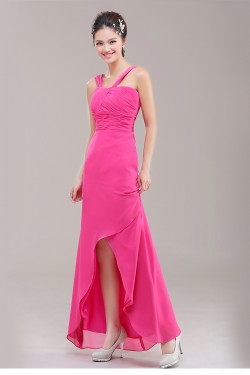 A-Line Pink Long Chiffon Bridesmaid Dresses/Evening Dresses BD010625