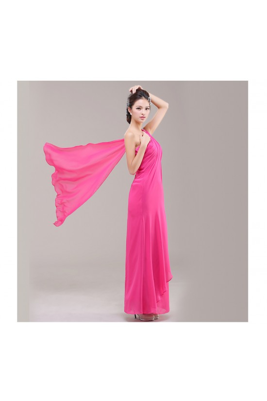 Sheath/Column One-Shoulder Beaded Chiffon Long Bridesmaid Dresses/Evening Dresses BD010626