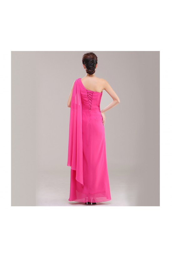 Sheath/Column One-Shoulder Beaded Chiffon Long Bridesmaid Dresses/Evening Dresses BD010626