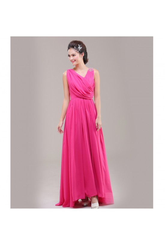 A-Line V-Neck Beaded Chiffon Long Pink Bridesmaid Dresses/Evening Dresses BD010627 A-Line V-Neck Beaded Chiffon Long Pink Bridesmaid Dresses/Evening Dresses BD010627