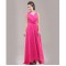 A-Line V-Neck Beaded Chiffon Long Pink Bridesmaid Dresses/Evening Dresses BD010627