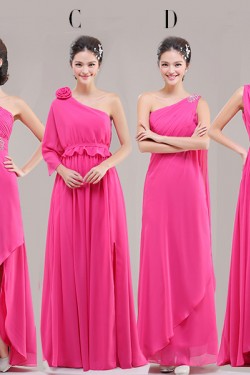 A-Line Long Pink Chiffon Bridesmaid Dresses/Evening Dresses BD010628