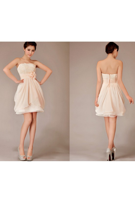 A-Line Strapless Short Chiffon Bridesmaid Dresses/Evening Dresses BD010629
