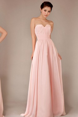 A-Line Sweetheart Long Pink Chiffon Bridesmaid Dresses/Evening Dresses BD010631