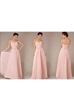 A-Line Sweetheart Long Pink Chiffon Bridesmaid Dresses/Evening Dresses BD010631