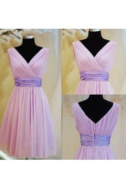 A-Line V-Neck Short Chiffon Bridesmaid Dresses/Evening Dresses BD010632