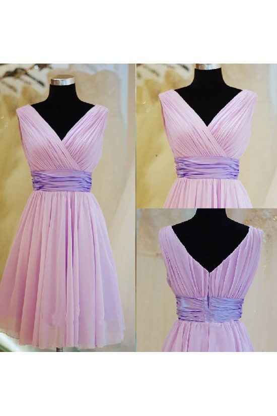 A-Line V-Neck Short Chiffon Bridesmaid Dresses/Evening Dresses BD010632