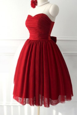 A-Line Sweetheart Short Red Bridesmaid Dresses/Evening Dresses BD010634
