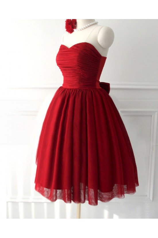 A-Line Sweetheart Short Red Bridesmaid Dresses/Evening Dresses BD010634