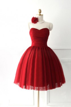A-Line Sweetheart Short Red Bridesmaid Dresses/Evening Dresses BD010634
