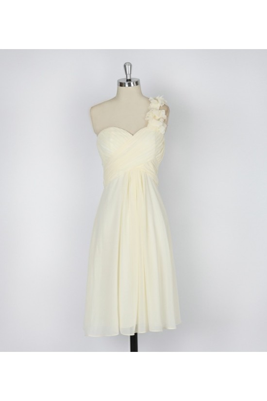 A-Line One-Shoulder Short Chiffon Bridesmaid Dresses/Evening Dresses BD010638