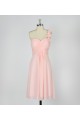 A-Line One-Shoulder Short Pink Chiffon Bridesmaid Dresses/Evening Dresses BD010640