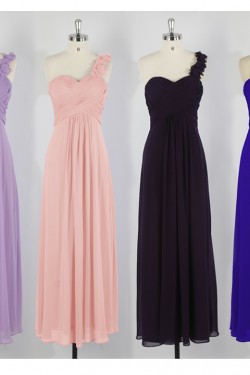 A-Line One-Shoulder Long Chiffon Bridesmaid Dresses/Evening Dresses BD010643